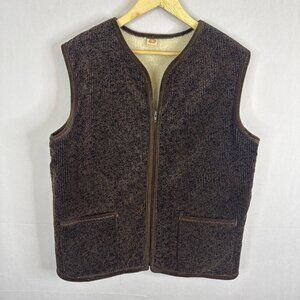 Vintage Schurwolle Wool Sherpa Lined Zip Vest Men’s L Brown Outdoors Corduroy